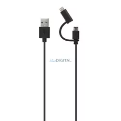 Xqisit USB-A - Lightning/micro USB kábel 1.8m - fekete
