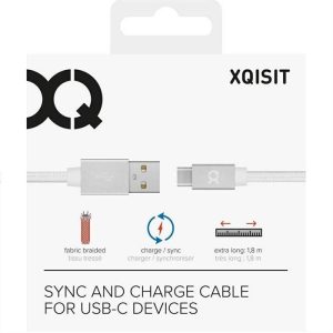 Xqisit kábel Cotton USB C 3.0 fehér 1.8m