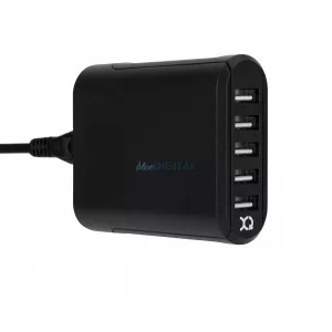 Xqisit 8A 5xUSB hálózati töltő - fekete