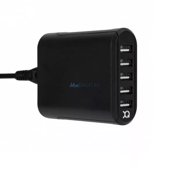 Xqisit 8A 5xUSB hálózati töltő - fekete