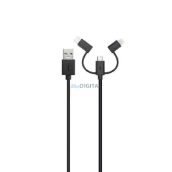 Xqisit USB-A - Type-C/Lightning/micro USB kábel 1m - fekete