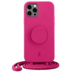   Etui JE PopGrip iPhone 12/12 Pro 6,1" rózsaszín/orchidea virág 30090 (Just Elegance) tok