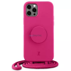   Etui JE PopGrip iPhone 12/12 Pro 6,1" rózsaszín/orchidea virág 30090 (Just Elegance) tok