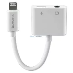   4smarts Töltőkábel Audio Splitter Lightning - Lightning + 3.5mm AUX fehér 468673