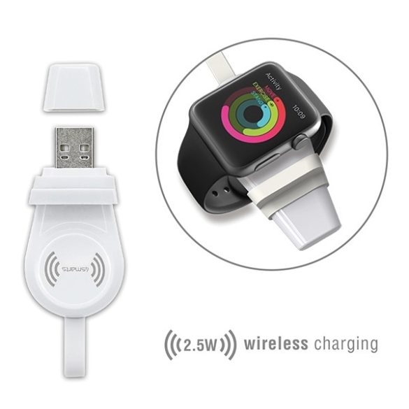 4smarts VoltBeam mini induktív töltő Apple Watch 1-8/SE-hoz 1m-es USB-A kábellel 2.5W - fehér