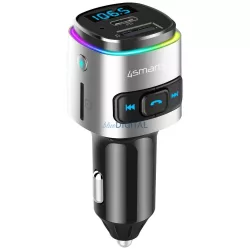   4smarts Media&Assist 2 FM Bluetooth autós töltő multimédia-bemenettel és kihangosítóval - ezüst