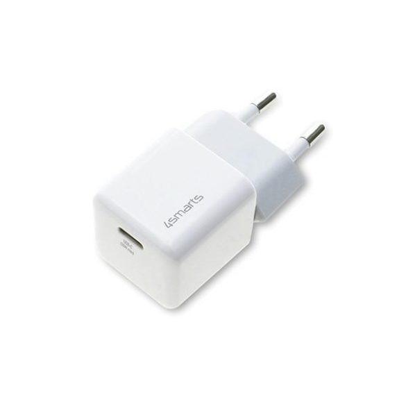 4smarts hálózati töltő 1xUSB-C csatlakozással és Type-C - Lightning 1.5m kábellel 30W GaN fehér