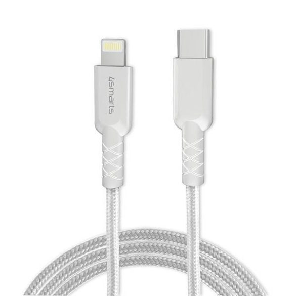 4smarts hálózati töltő 1xUSB-C csatlakozással és Type-C - Lightning 1.5m kábellel 30W GaN fehér