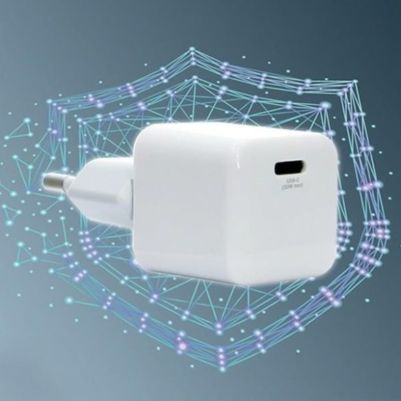 4smarts hálózati töltő 1xUSB-C csatlakozással és Type-C - Lightning 1.5m kábellel 30W GaN fehér