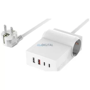 4smarts 6 az 1-ben Power Strip Desk GaN 65W USB-C/A/AC töltőállomás - fehér