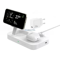   4smarts QI2 Trident 2 az 1-ben indukciós töltő + USB-C + fali töltő 30W - fehér