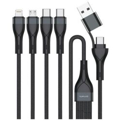  4smarts USB-A/Type-C - Type-C/Lightning/micro USB kábel 1.2m - fekete