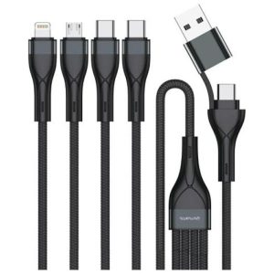 4smarts USB-A/Type-C - Type-C/Lightning/micro USB kábel 1.2m - fekete