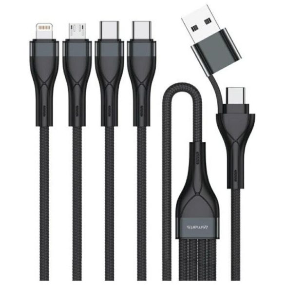 4smarts USB-A/Type-C - Type-C/Lightning/micro USB kábel 1.2m - fekete