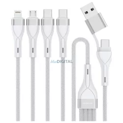   4smarts USB-A/Type-C - Type-C/Lightning/micro USB kábel 1.2m - fehér