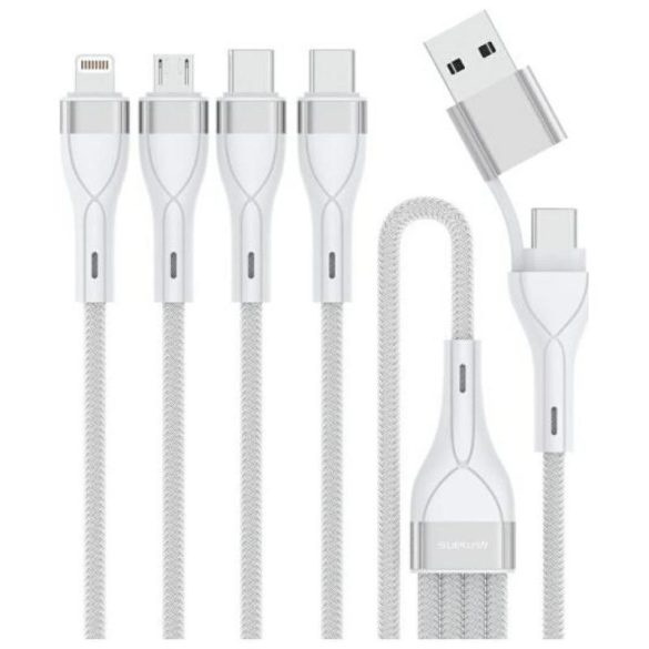 4smarts USB-A/Type-C - Type-C/Lightning/micro USB kábel 1.2m - fehér