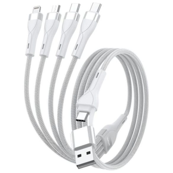 4smarts USB-A/Type-C - Type-C/Lightning/micro USB kábel 1.2m - fehér