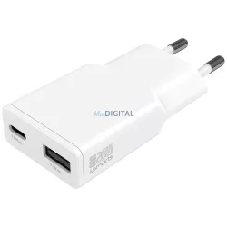   4smarts PDPlug Duos Slim 20W GaN USB-C, USB-A fali töltő - fehér