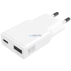 4smarts PDPlug Duos Slim 20W GaN USB-C, USB-A fali töltő - fehér