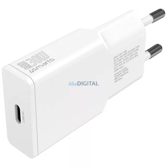 4smarts PDPlug Slim 30W GaN USB-C fali töltő - fehér