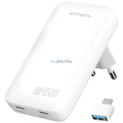   4smarts FlatPlug Slim Dual 45W GaN 2xUSB-C fali töltő - fehér