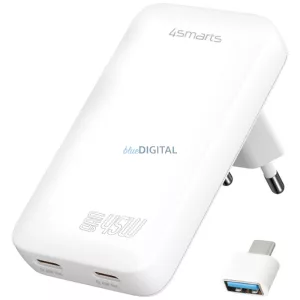 4smarts FlatPlug Slim Dual 45W GaN 2xUSB-C fali töltő - fehér