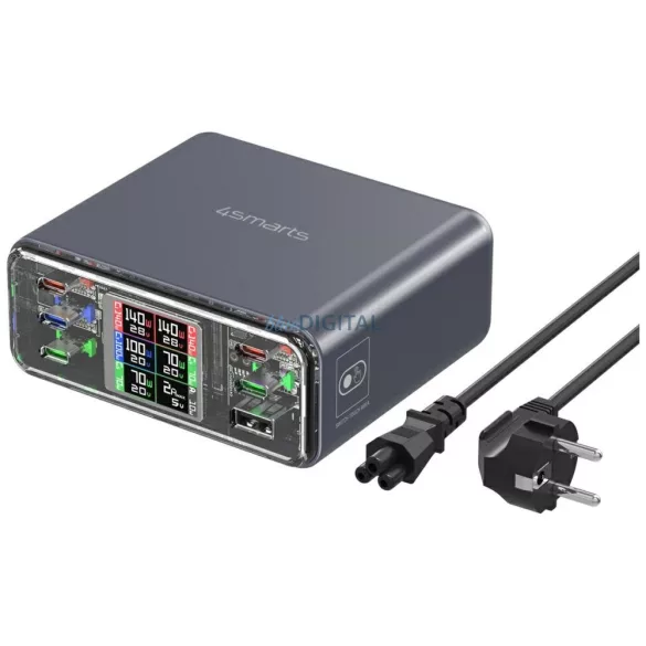 4smarts Desk Charger Lucid GaN DIY 360W 5xUSB-C 1xUSB-A töltőállomás - szürke