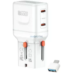   Utazó töltő 4smarts World Travel Adapter Nomad Pocket 65 W, fehér