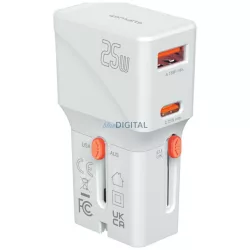   Travel charger 4smarts World Travel Adapter Nomad Pocket 25W USB-C/USB-A white