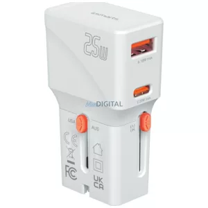 Travel charger 4smarts World Travel Adapter Nomad Pocket 25W USB-C/USB-A white