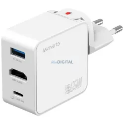   4smarts Flex adapter travel charger Hub 65W GaN USB-C/USB-A/HDMI white