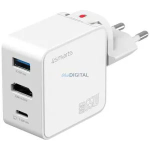 4smarts Flex adapter travel charger Hub 65W GaN USB-C/USB-A/HDMI white