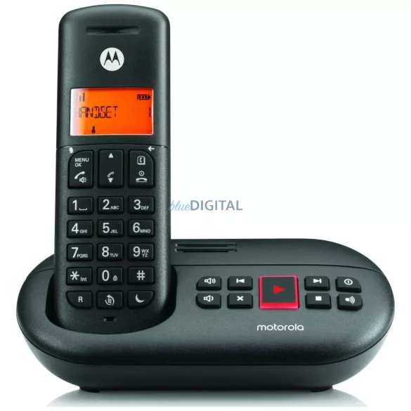 Motorola E211 vezeték nélküli telefon üzenetrögzítővel - fekete