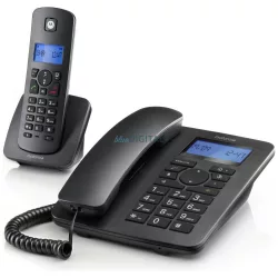   szett of Motorola C4201 cordless landline + landline phones fekete 2 db.
