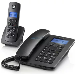 szett of Motorola C4201 cordless landline + landline phones fekete 2 db.