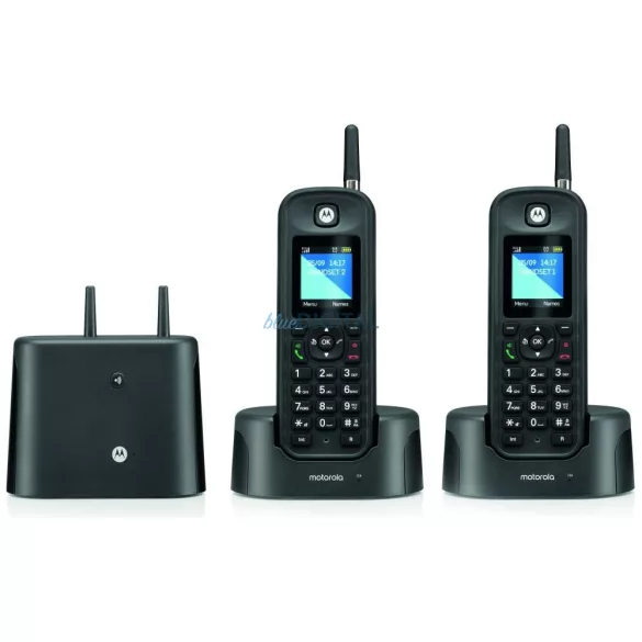 Motorola O202 vezeték nélküli telefon szett 2 db nagy hatótávú antennával - fekete