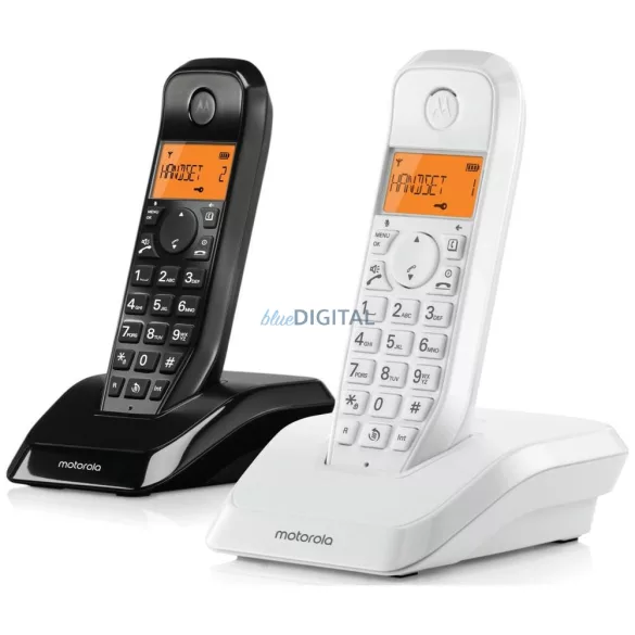 Motorola S1202 vezeték nélküli telefon szett 2 db - fekete-fehér
