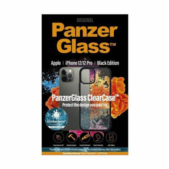 PanzerGlass ClearCase iPhone 12/12 Pro 6,1" antibakteriális fekete tok