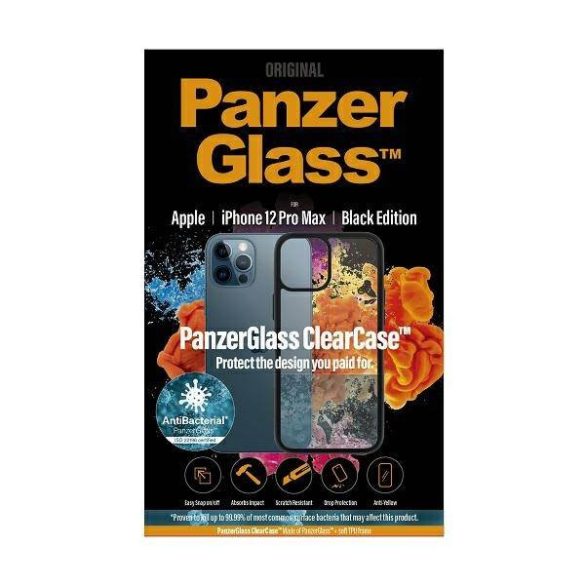 PanzerGlass ClearCase iPhone 12 Pro Max 6,7" antibakteriális fekete tok
