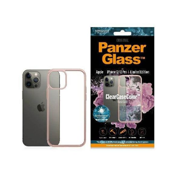 PanzerGlass ClearCase iPhone 12/12 Pro rózsaarany AB tok