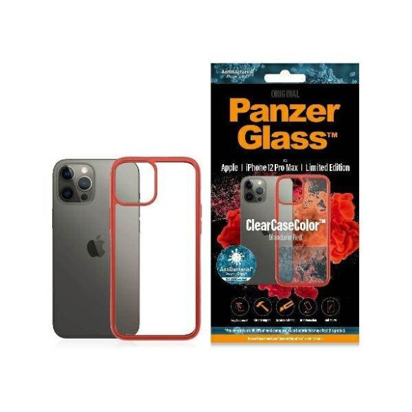PanzerGlass ClearCase iPhone 12 Pro Max narancs piros AB tok