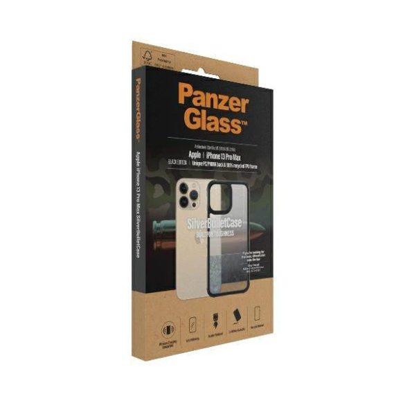 PanzerGlass ClearCase iPhone 13 Pro Max 6.7" fekete antibakteriális ütésálló SilverBullet tok