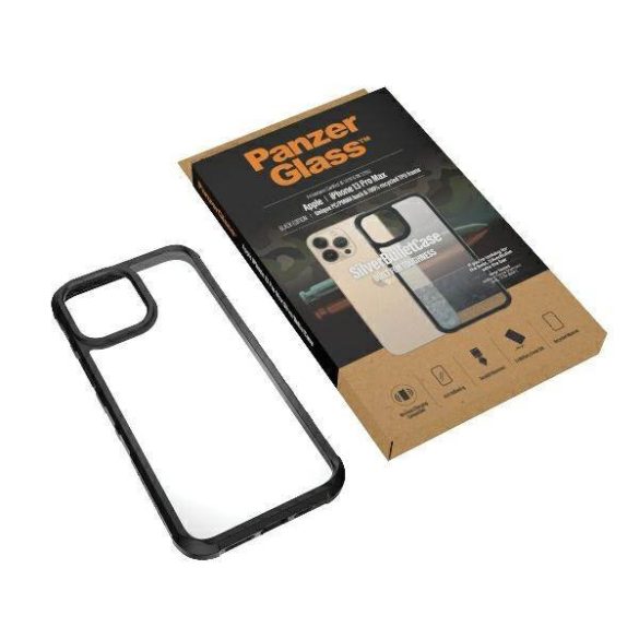 PanzerGlass ClearCase iPhone 13 Pro Max 6.7" fekete antibakteriális ütésálló SilverBullet tok