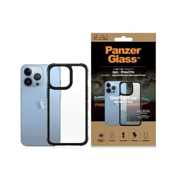 PanzerGlass ClearCase iPhone 13 Pro 6.1" fekete antibakteriális ütésálló SilverBullet tok