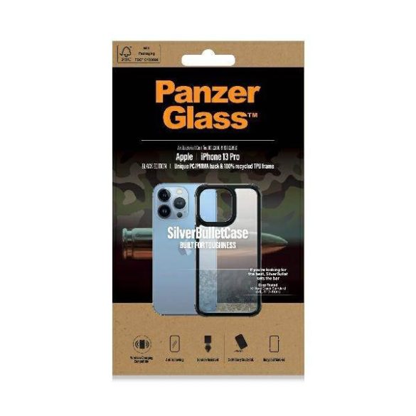 PanzerGlass ClearCase iPhone 13 Pro 6.1" fekete antibakteriális ütésálló SilverBullet tok