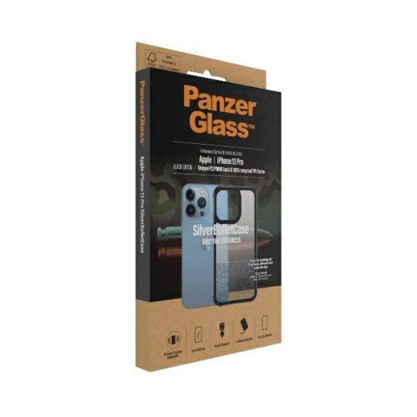 PanzerGlass ClearCase iPhone 13 Pro 6.1" fekete antibakteriális ütésálló SilverBullet tok