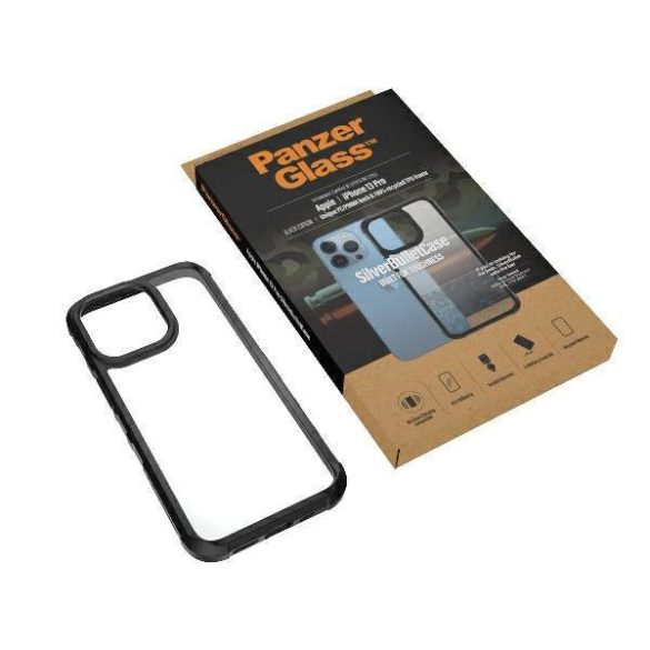 PanzerGlass ClearCase iPhone 13 Pro 6.1" fekete antibakteriális ütésálló SilverBullet tok