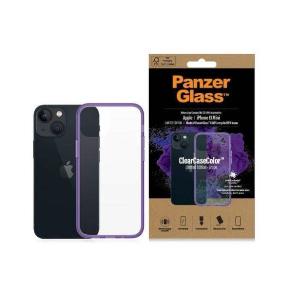 PanzerGlass ClearCase iPhone 13 Mini 5.4" antibakteriális ütésálló lila tok