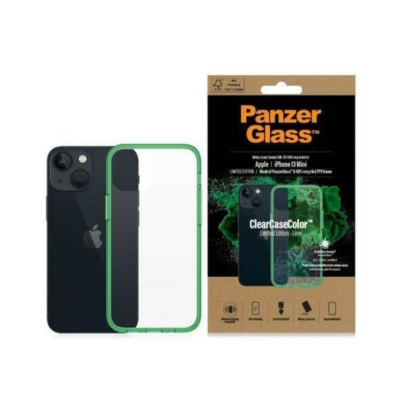 PanzerGlass ClearCase iPhone 13 Mini 5.4" antibakteriális katonai fokozatú lime tok