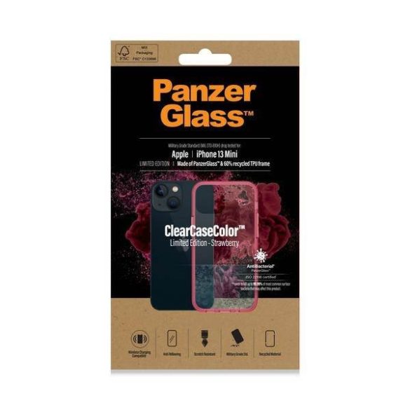 PanzerGlass ClearCase iPhone 13 Mini 5.4" antibakteriális ütésálló piros tok